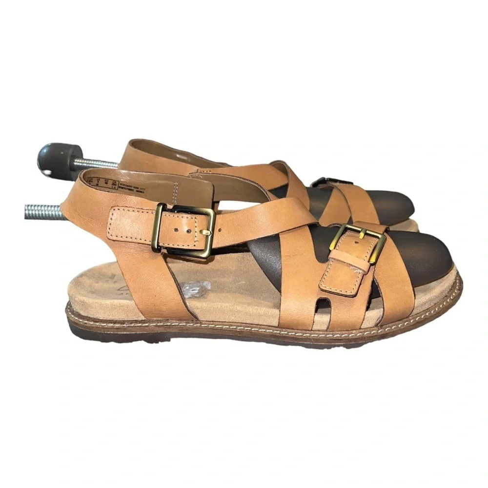CLARKS Artisan Sandals Flats Fisherman Open Toe Straps Leather Shoes Sz 9 - Picture 4 of 14